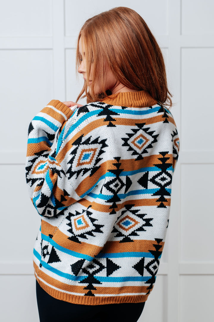 Desert Vibes Geometric Striped Sweater-Sweaters/Sweatshirts-Inspired by Justeen-Women's Clothing Boutique