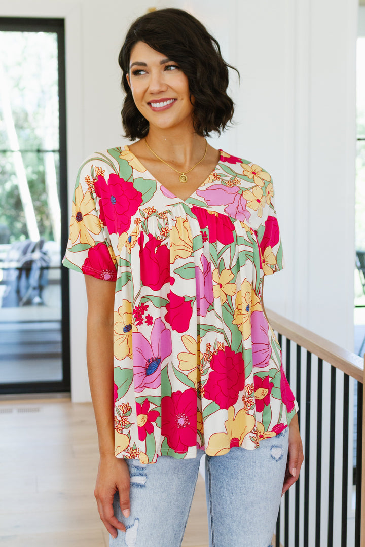 Do It Anyways Floral Top-Short Sleeve Tops-Inspired by Justeen-Women's Clothing Boutique