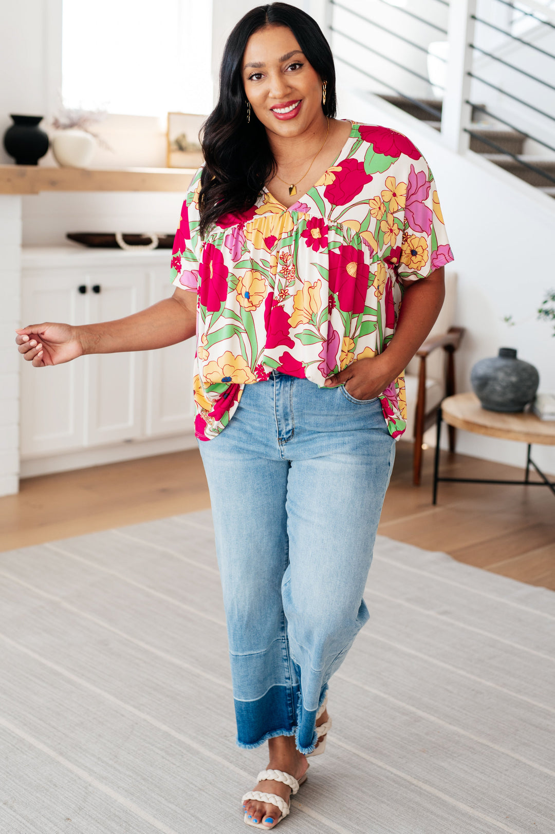 Do It Anyways Floral Top-Short Sleeve Tops-Inspired by Justeen-Women's Clothing Boutique