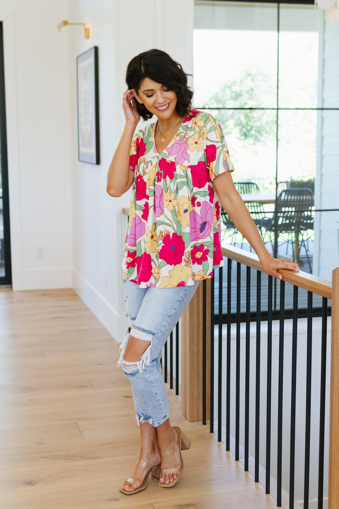 Do It Anyways Floral Top-Short Sleeve Tops-Inspired by Justeen-Women's Clothing Boutique