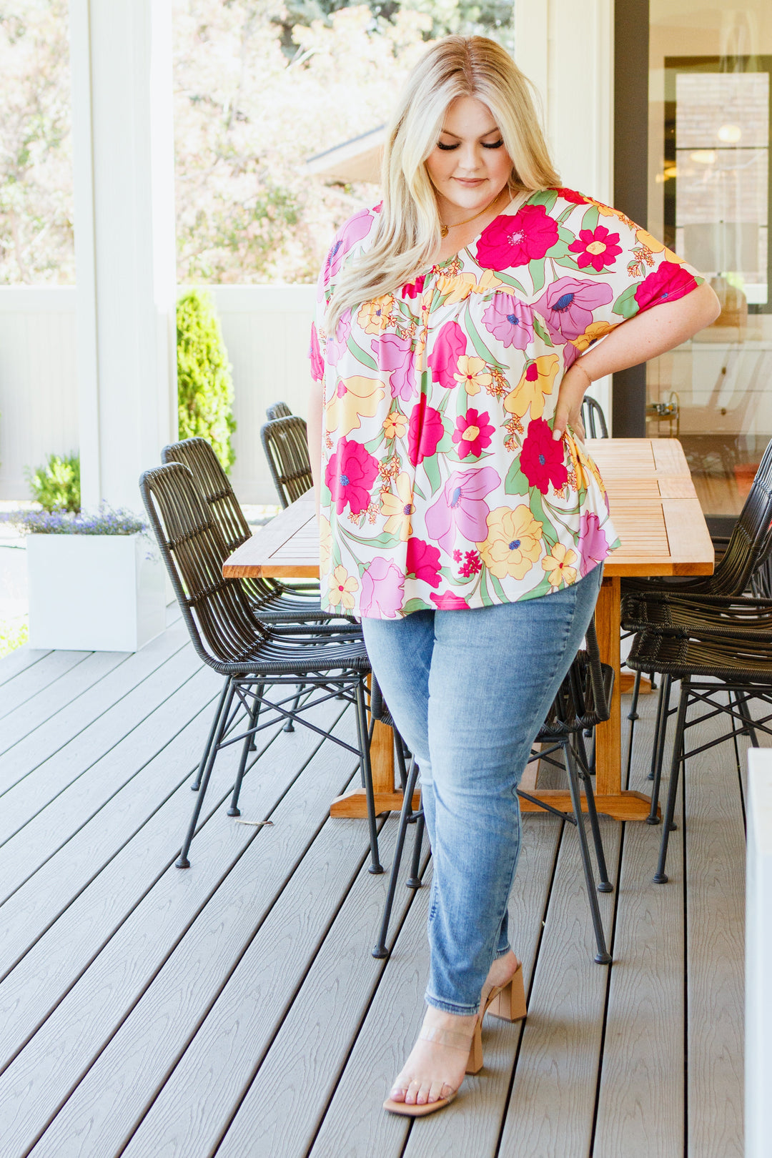 Do It Anyways Floral Top-Short Sleeve Tops-Inspired by Justeen-Women's Clothing Boutique