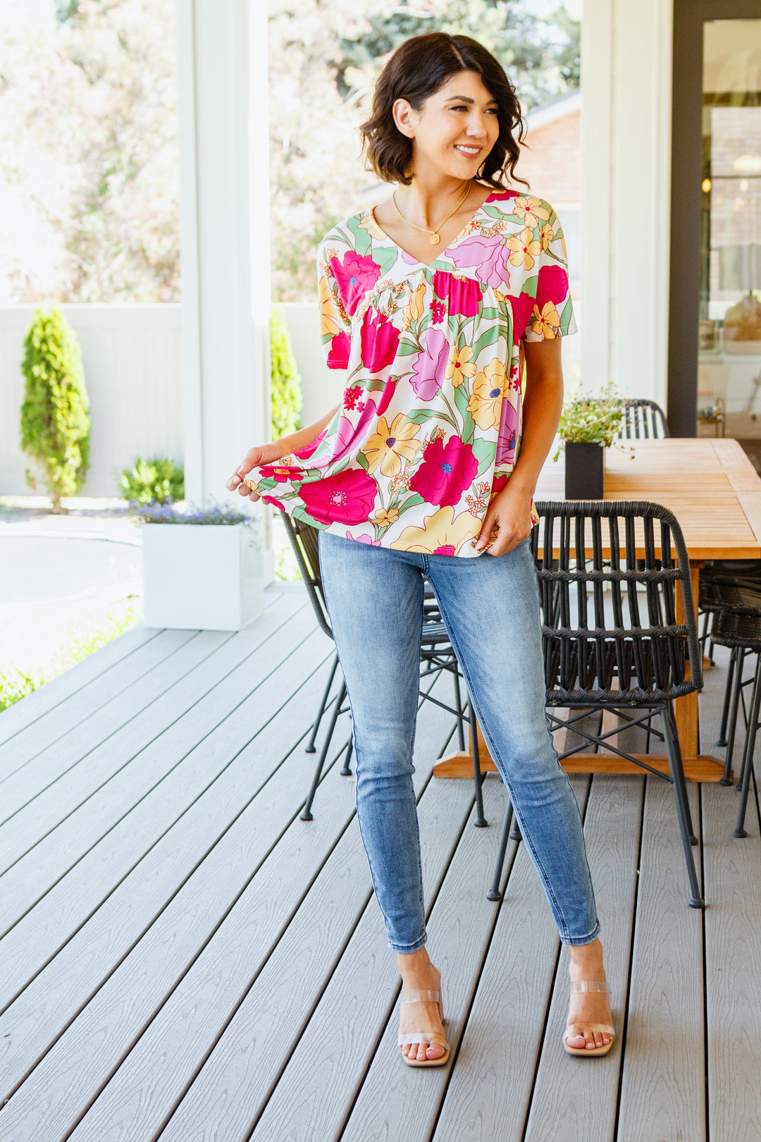 Do It Anyways Floral Top-Short Sleeve Tops-Inspired by Justeen-Women's Clothing Boutique