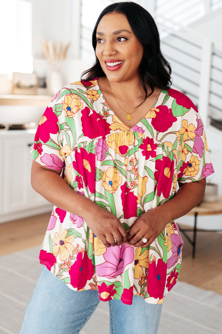 Do It Anyways Floral Top-Short Sleeve Tops-Inspired by Justeen-Women's Clothing Boutique