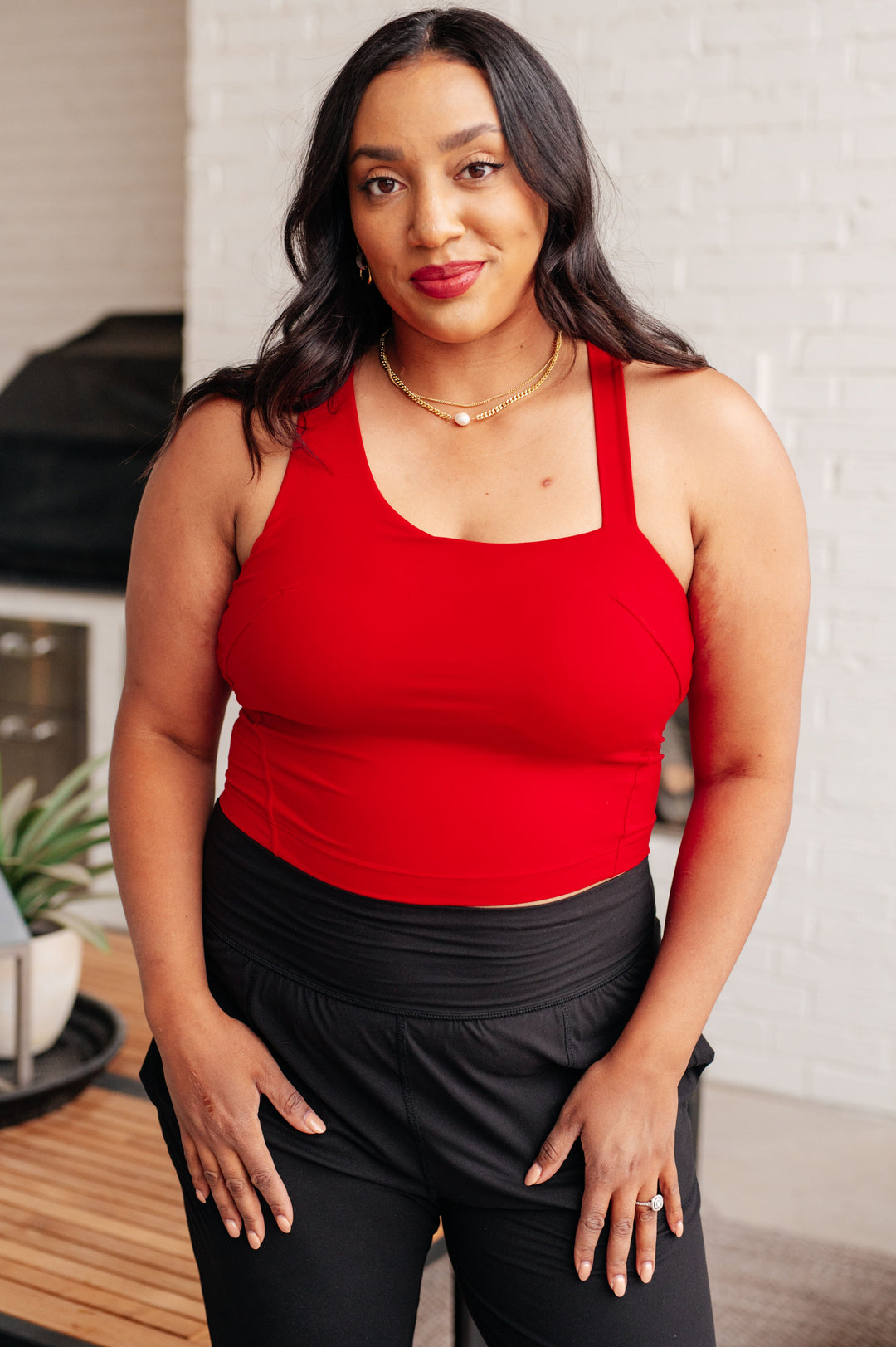 Doing it For Me Asymmetrical Tank in True Red-Athleisure-Inspired by Justeen-Women's Clothing Boutique in Chicago, Illinois