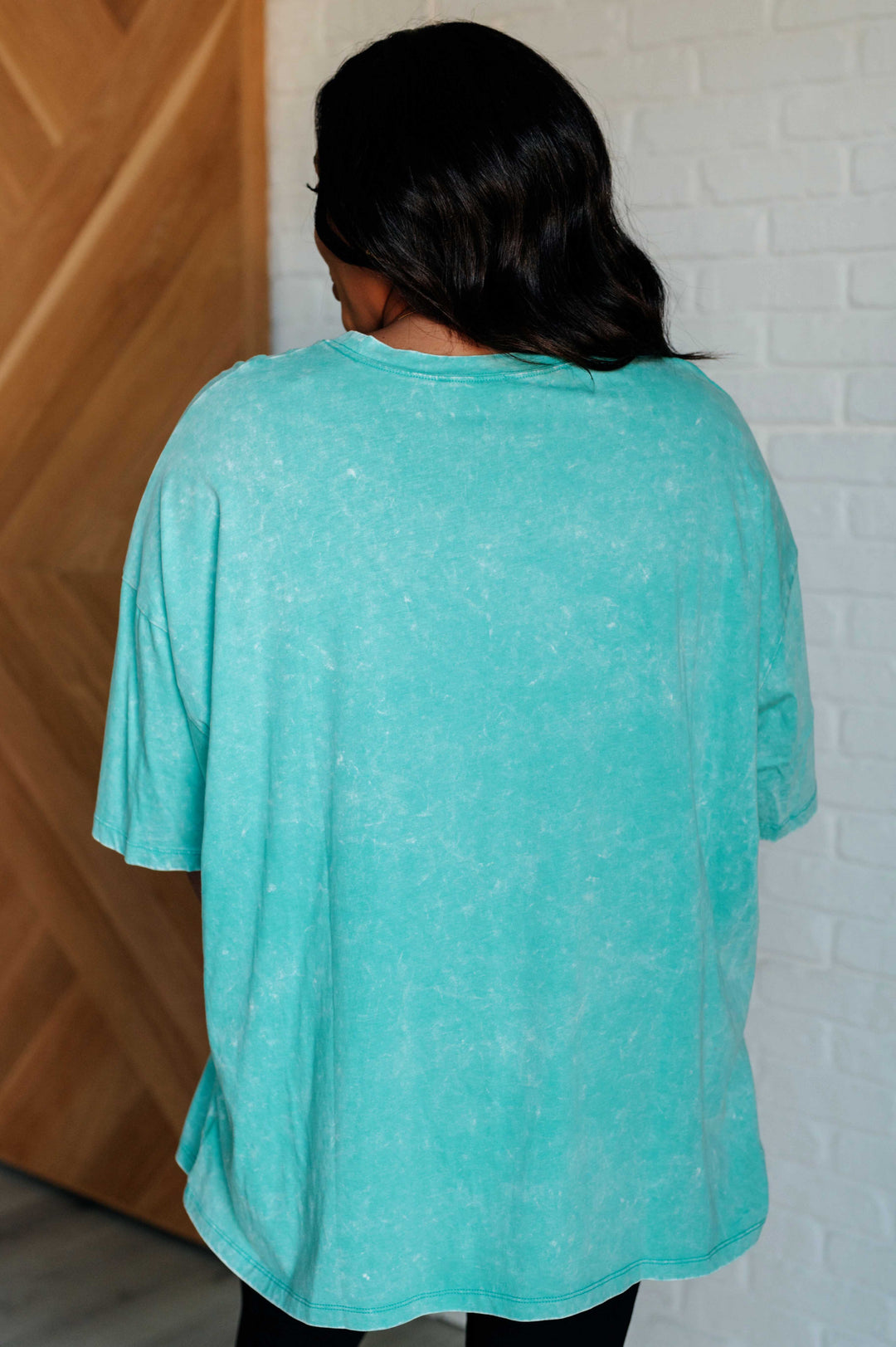 Don't Mind Me Mineral Wash Drop Shoulder Tee in Turquoise-100 Short Sleeve Tops-Inspired by Justeen-Women's Clothing Boutique