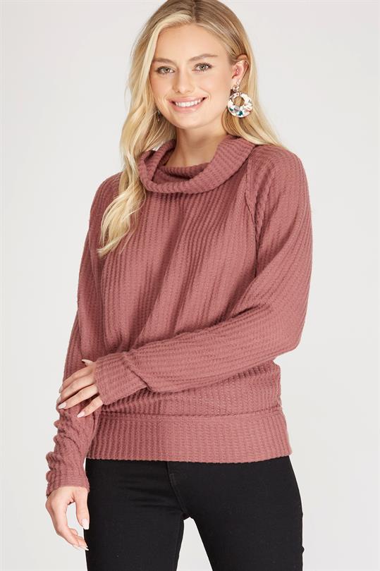 Jordan Brushed Thermal Cowl Neck Sweater-Sweaters/Sweatshirts-Inspired by Justeen-Women's Clothing Boutique in Chicago, Illinois