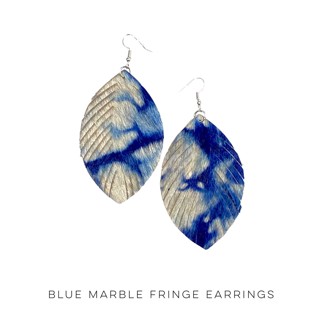 Blue Marble Fringe Earrings-YFW-Inspired by Justeen-Women's Clothing Boutique