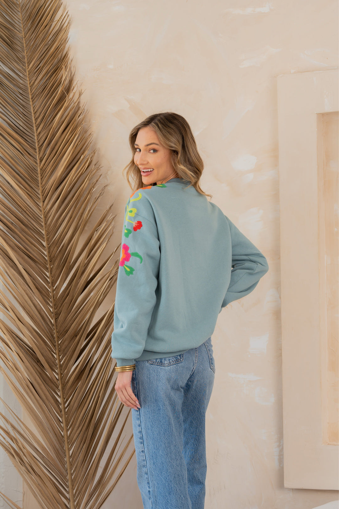 Floral Embroidered Sweatshirt-Sweaters/Sweatshirts-Inspired by Justeen-Women's Clothing Boutique