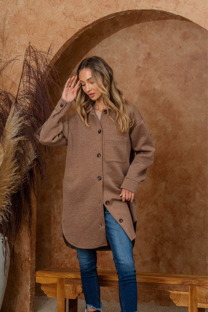 Oversized Fleece Collared Button Up Shacket-Outerwear-Inspired by Justeen-Women's Clothing Boutique