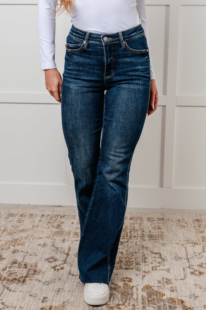 Edna High Rise Control Top Shield Pocket Flare Jeans-Denim-Inspired by Justeen-Women's Clothing Boutique