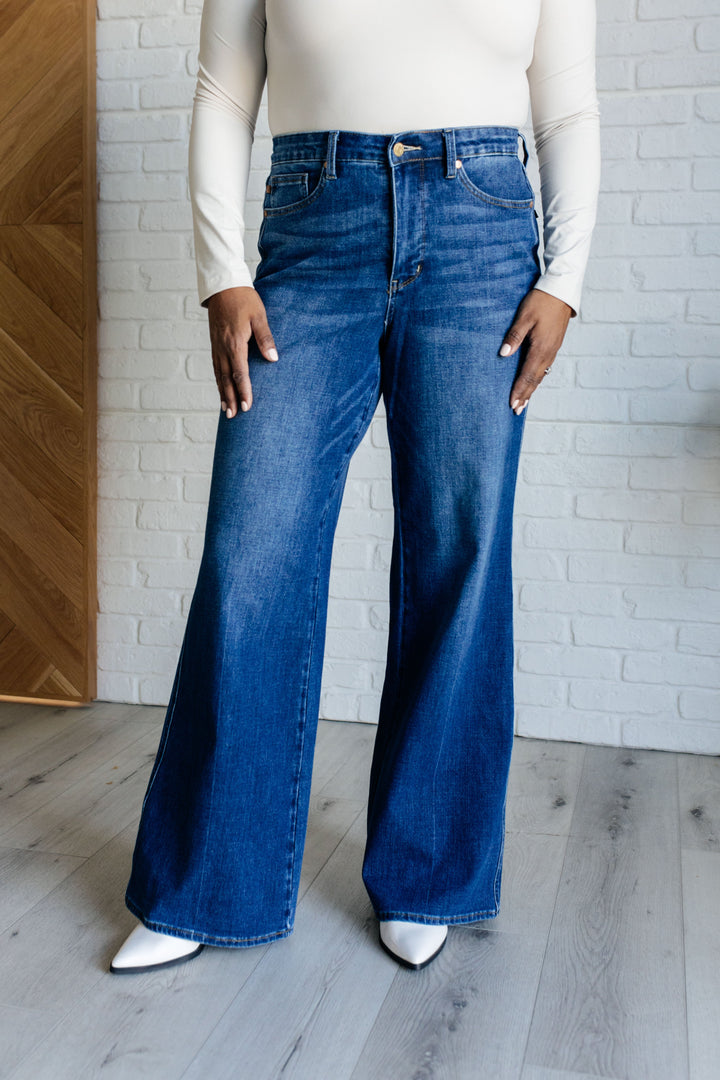 Eliza High Rise Control Top Retro Wide Leg Jeans-Denim-Inspired by Justeen-Women's Clothing Boutique