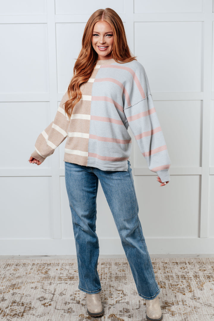 Exceptional Thought Striped Patchwork Sweater-Sweaters/Sweatshirts-Inspired by Justeen-Women's Clothing Boutique