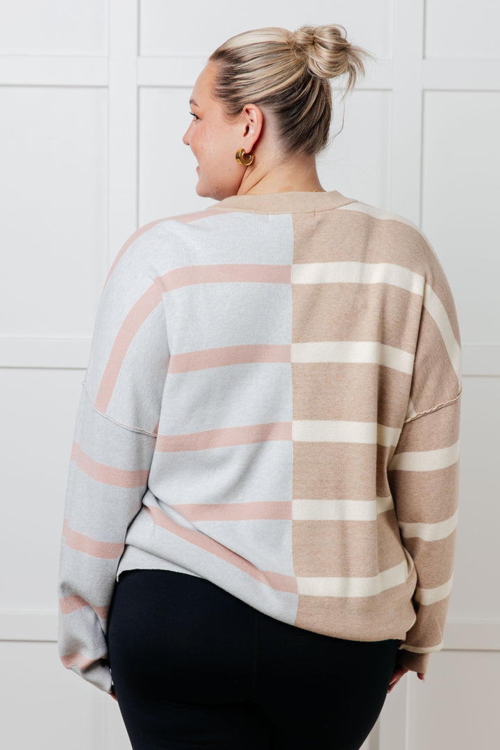 Exceptional Thought Striped Patchwork Sweater-Sweaters/Sweatshirts-Inspired by Justeen-Women's Clothing Boutique