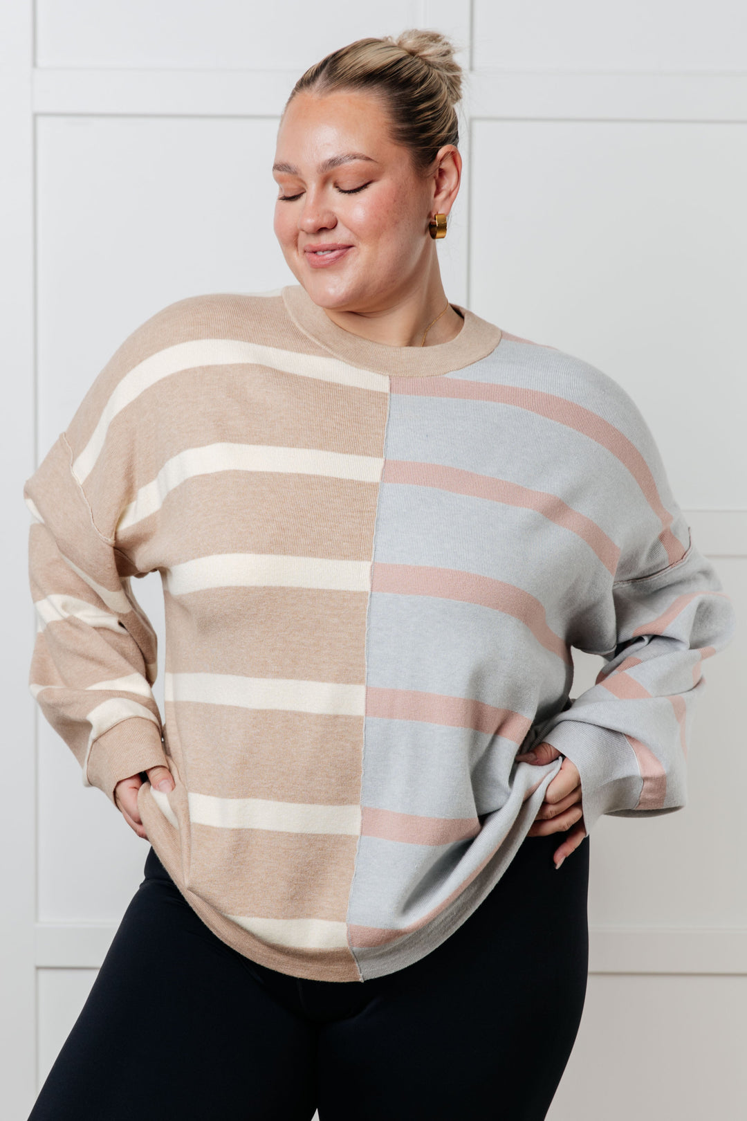 Exceptional Thought Striped Patchwork Sweater-Sweaters/Sweatshirts-Inspired by Justeen-Women's Clothing Boutique