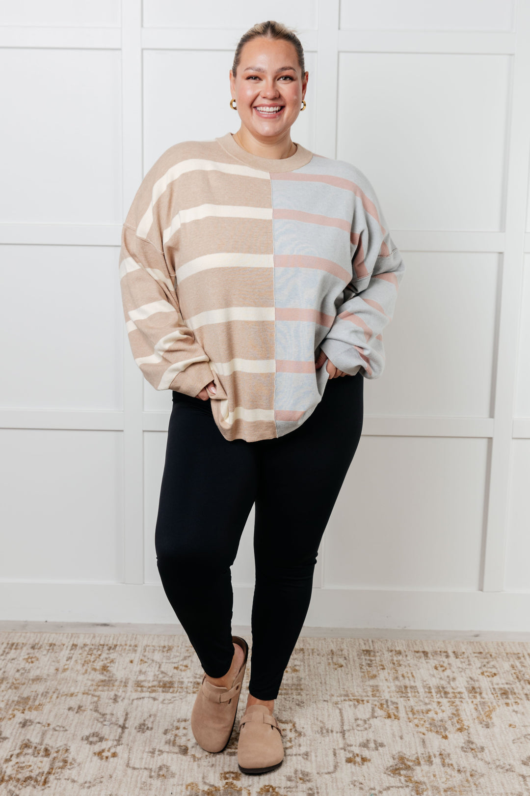 Exceptional Thought Striped Patchwork Sweater-Sweaters/Sweatshirts-Inspired by Justeen-Women's Clothing Boutique