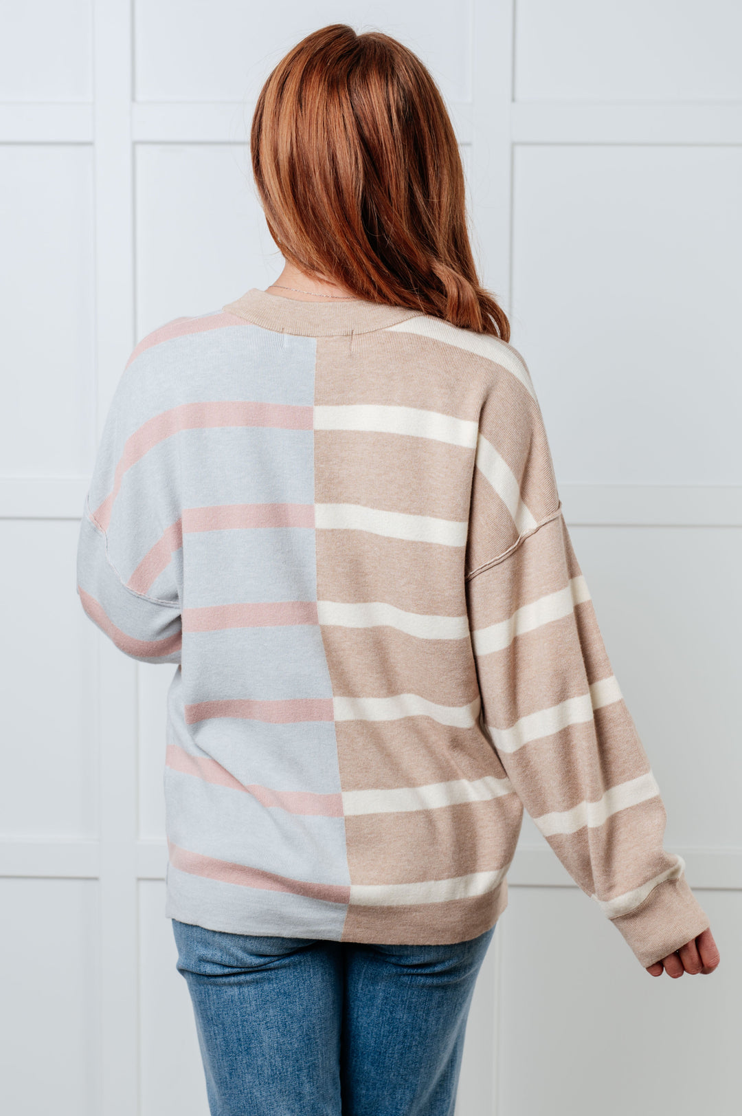 Exceptional Thought Striped Patchwork Sweater-Sweaters/Sweatshirts-Inspired by Justeen-Women's Clothing Boutique