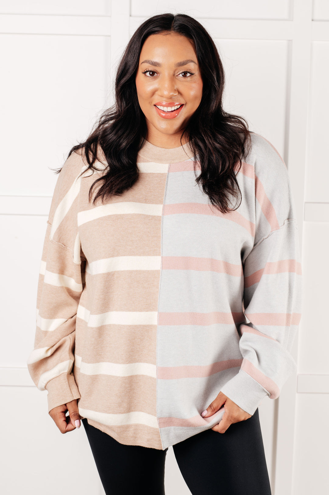 Exceptional Thought Striped Patchwork Sweater-Sweaters/Sweatshirts-Inspired by Justeen-Women's Clothing Boutique