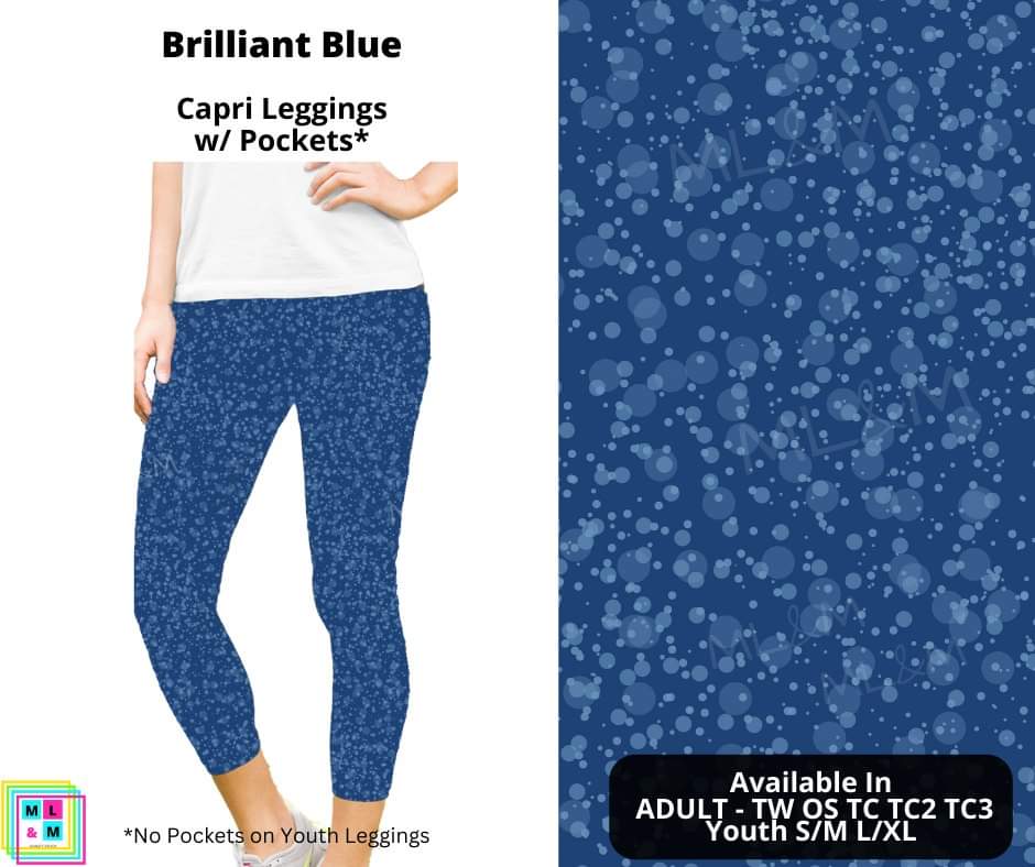 Brilliant Blue Capri Length w/ Pockets-Leggings-Inspired by Justeen-Women's Clothing Boutique in Chicago, Illinois