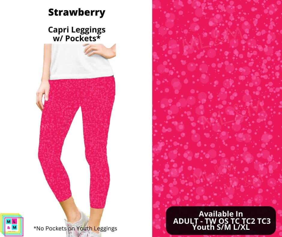 Strawberry Capri Length w/ Pockets-Leggings-Inspired by Justeen-Women's Clothing Boutique in Chicago, Illinois