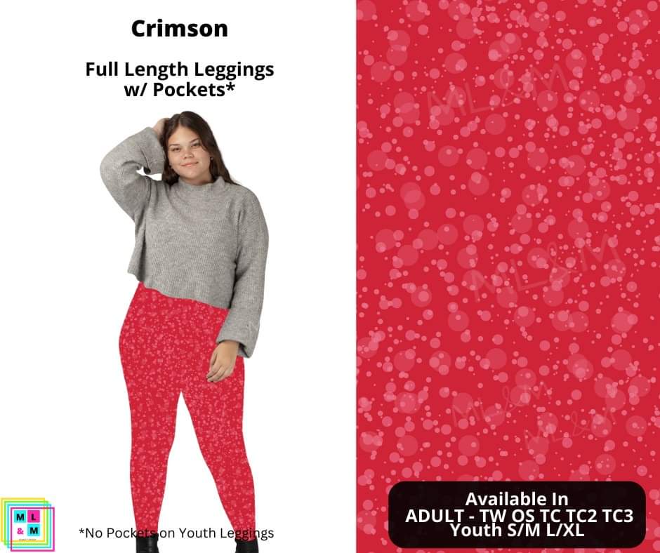Crimson Full Length Leggings w/ Pockets-Leggings-Inspired by Justeen-Women's Clothing Boutique