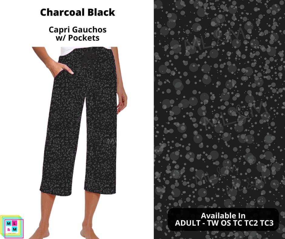 Charcoal Black Capri Gauchos-Leggings-Inspired by Justeen-Women's Clothing Boutique in Chicago, Illinois