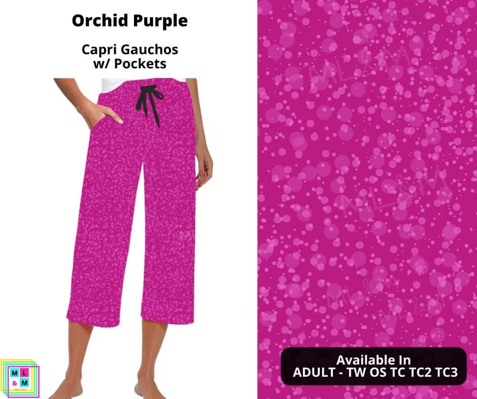 Orchid Purple Capri Gauchos-Leggings-Inspired by Justeen-Women's Clothing Boutique in Chicago, Illinois