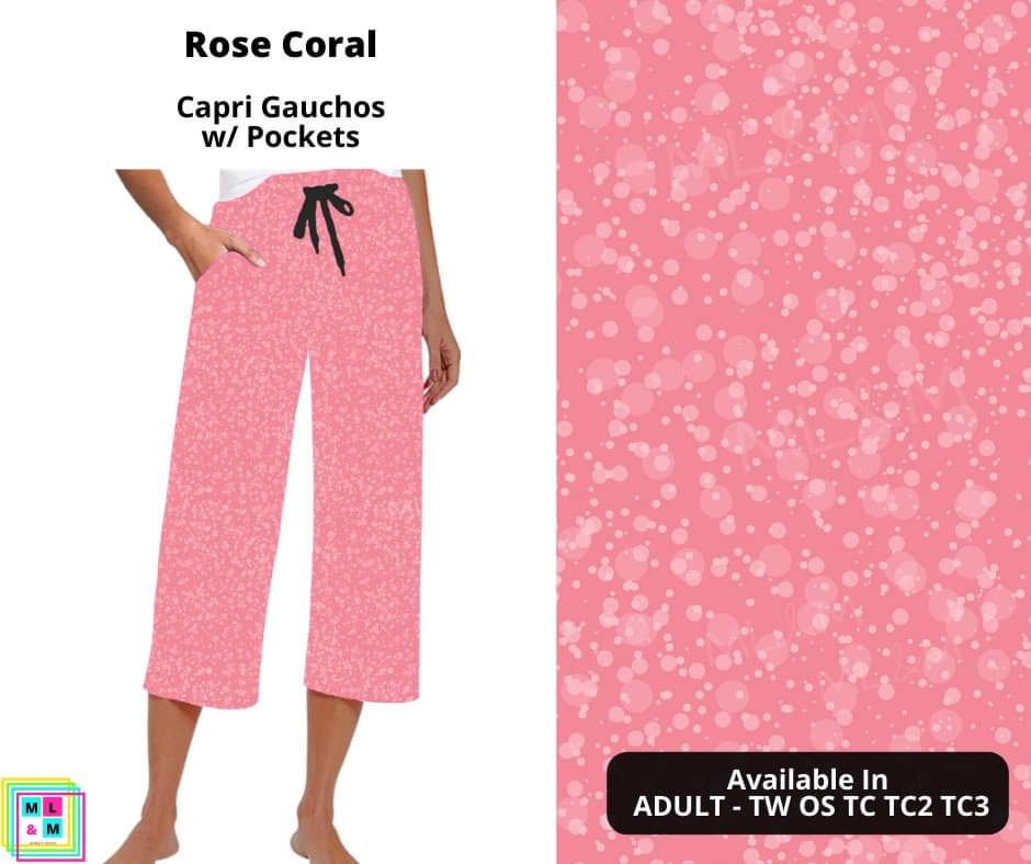 Rose Coral Capri Gauchos-Leggings-Inspired by Justeen-Women's Clothing Boutique in Chicago, Illinois