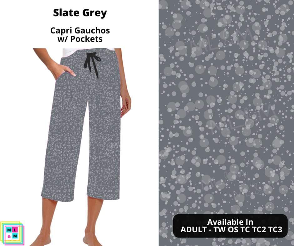 Slate Grey Capri Gauchos-Leggings-Inspired by Justeen-Women's Clothing Boutique in Chicago, Illinois