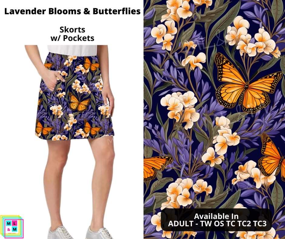 Lavender Blooms & Butterflies Skort-Leggings-Inspired by Justeen-Women's Clothing Boutique in Chicago, Illinois