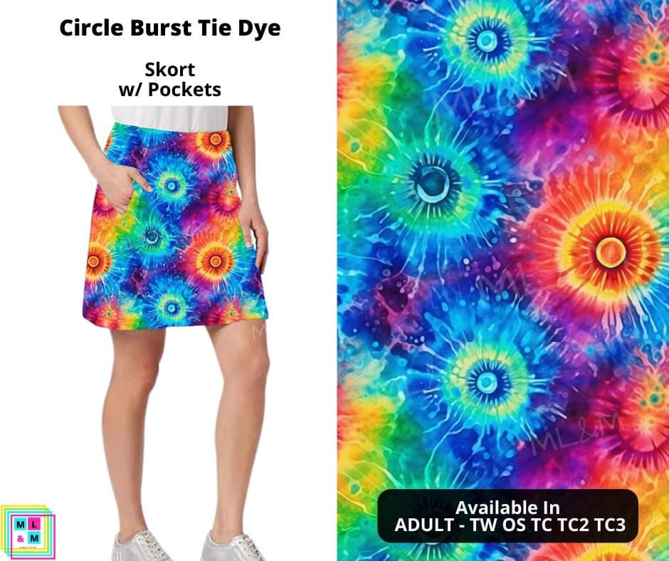 Circle Burst Tie Dye Skort-Leggings-Inspired by Justeen-Women's Clothing Boutique in Chicago, Illinois