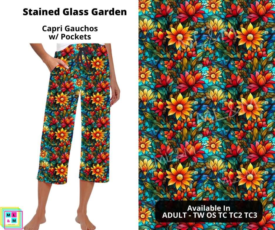 Stained Glass Garden Capri Gauchos-Leggings-Inspired by Justeen-Women's Clothing Boutique in Chicago, Illinois