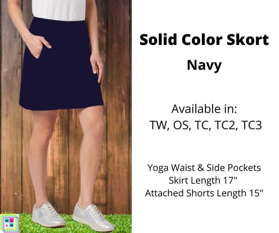 Solid Navy Skort-Leggings-Inspired by Justeen-Women's Clothing Boutique in Chicago, Illinois
