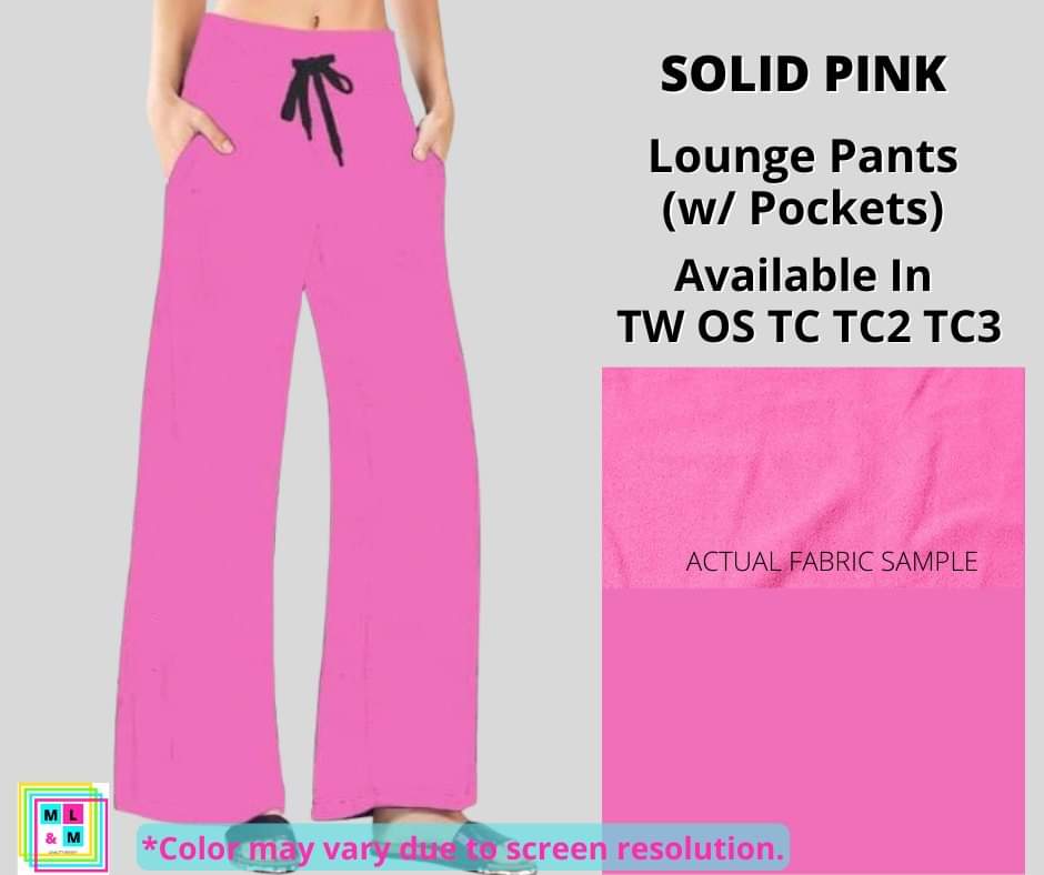 Solid Pink Full Length Lounge Pants-Leggings-Inspired by Justeen-Women's Clothing Boutique in Chicago, Illinois