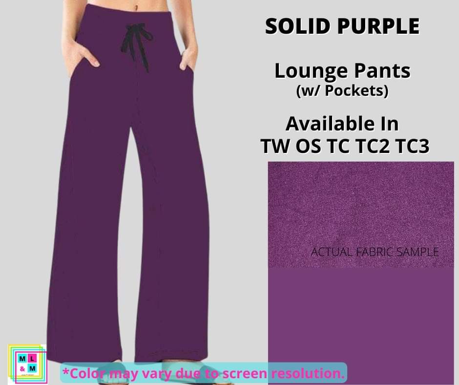 Solid Purple Full Length Lounge Pants-Leggings-Inspired by Justeen-Women's Clothing Boutique in Chicago, Illinois