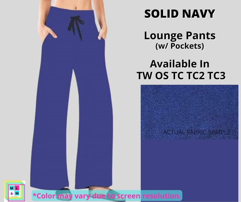 Solid Navy Full Length Lounge Pants-Leggings-Inspired by Justeen-Women's Clothing Boutique in Chicago, Illinois