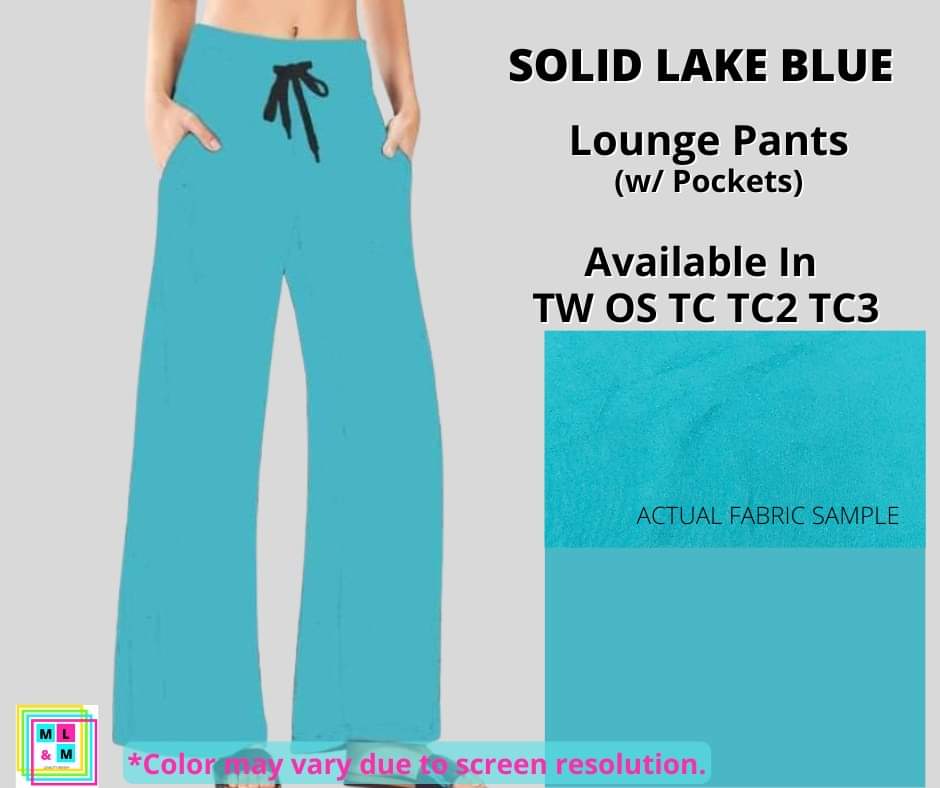 Solid Lake Blue Full Length Lounge Pants-Leggings-Inspired by Justeen-Women's Clothing Boutique in Chicago, Illinois
