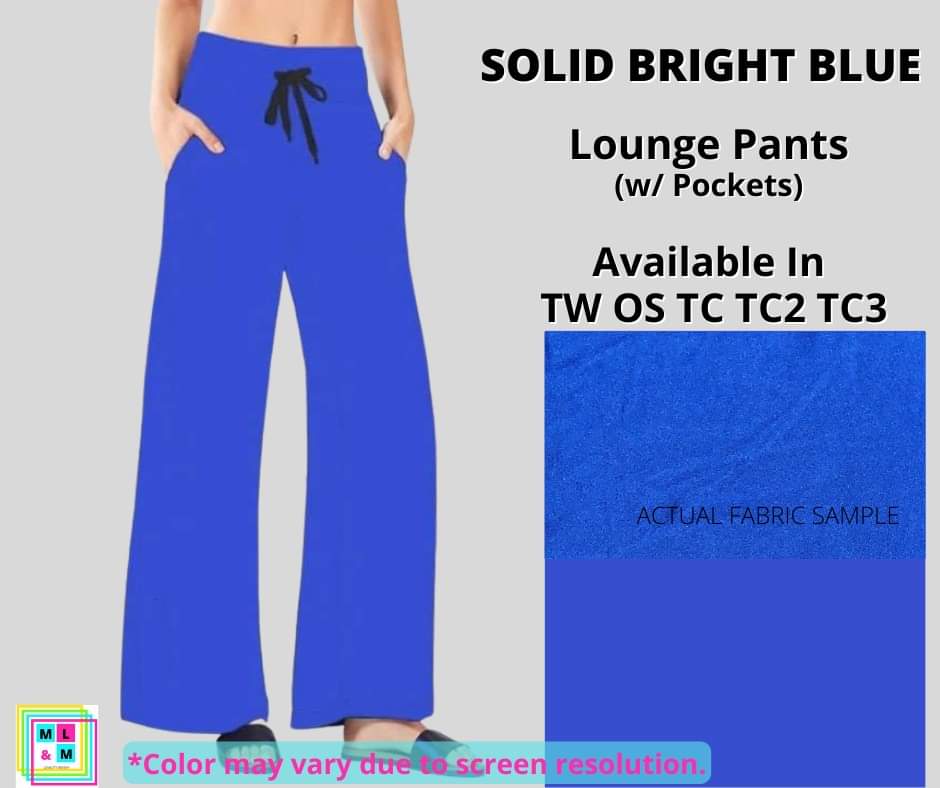 Solid Bright Blue Full Length Lounge Pants-Leggings-Inspired by Justeen-Women's Clothing Boutique in Chicago, Illinois