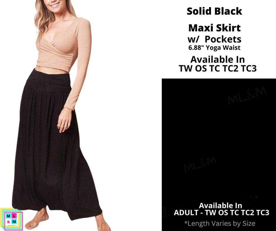 Solid Black Maxi Skirt-Maxi Skirt-Inspired by Justeen-Women's Clothing Boutique in Chicago, Illinois