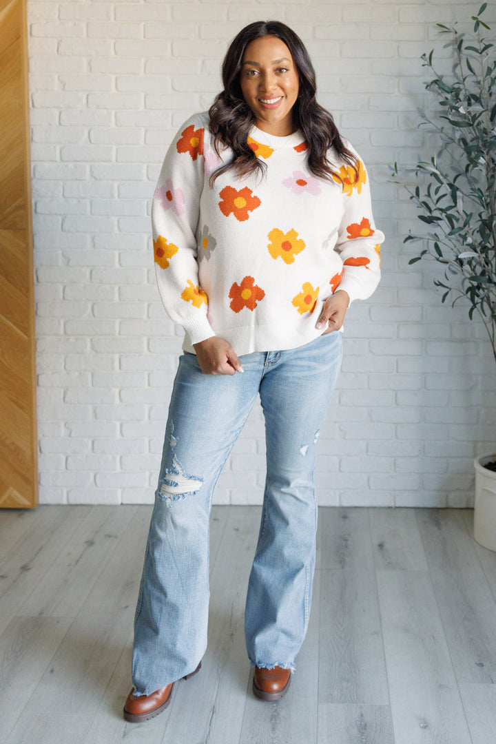 Falling Flowers Floral Sweater-Sweaters/Sweatshirts-Inspired by Justeen-Women's Clothing Boutique