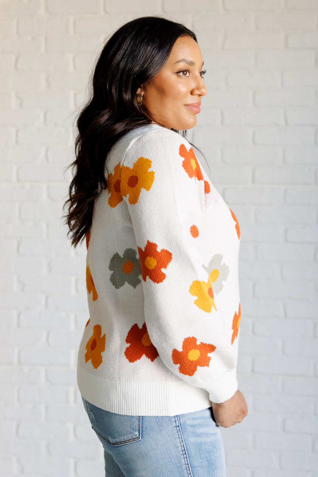 Falling Flowers Floral Sweater-Sweaters/Sweatshirts-Inspired by Justeen-Women's Clothing Boutique