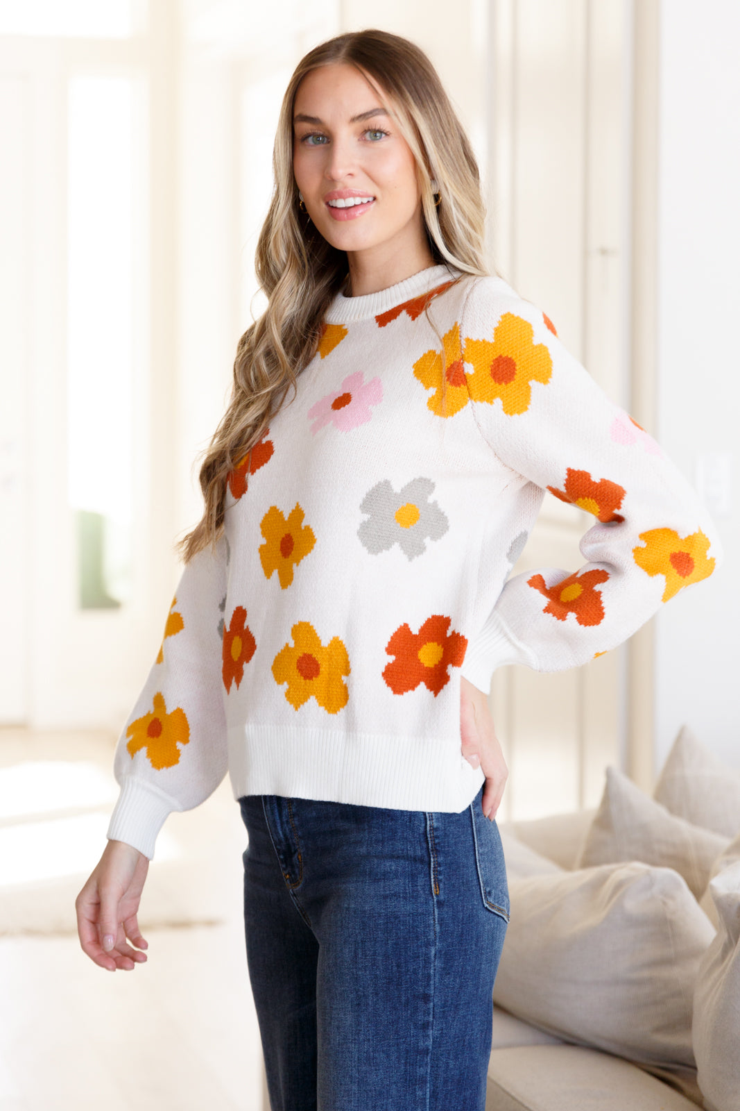 Falling Flowers Floral Sweater-Sweaters/Sweatshirts-Inspired by Justeen-Women's Clothing Boutique