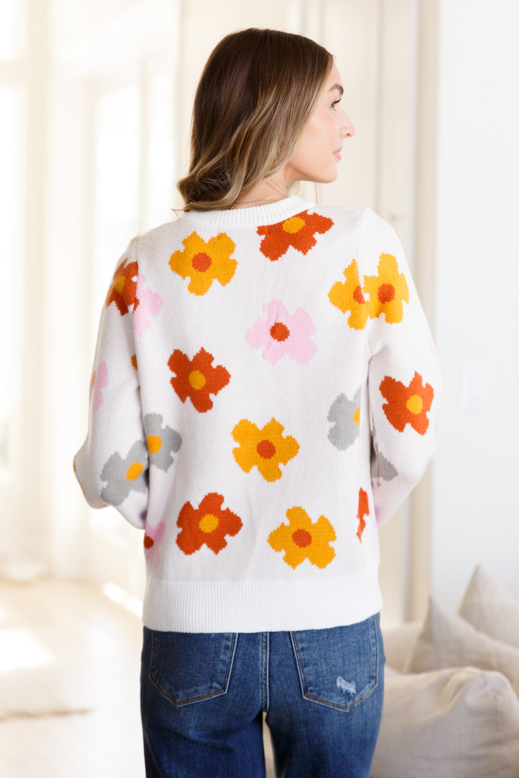 Falling Flowers Floral Sweater-Sweaters/Sweatshirts-Inspired by Justeen-Women's Clothing Boutique