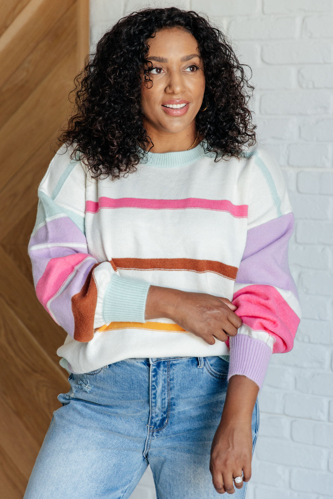 Flawless Features Striped Sweater-Sweaters/Sweatshirts-Inspired by Justeen-Women's Clothing Boutique