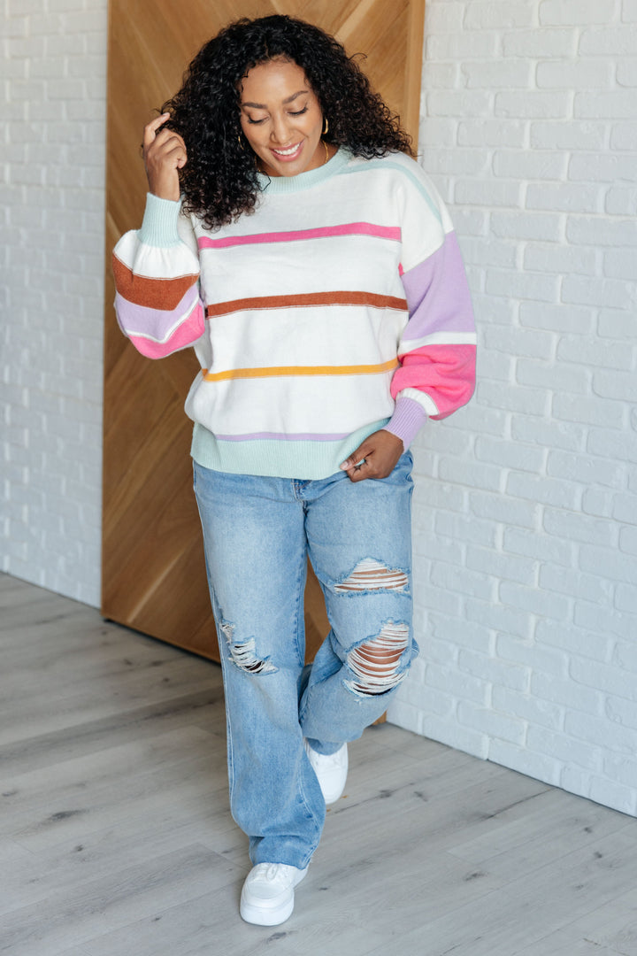 Flawless Features Striped Sweater-Sweaters/Sweatshirts-Inspired by Justeen-Women's Clothing Boutique