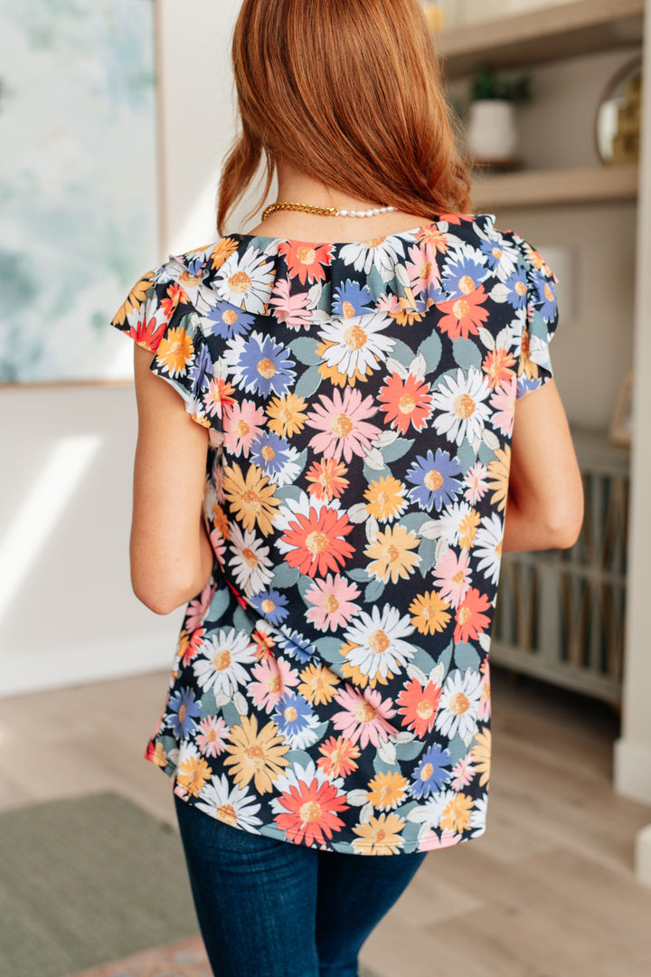 Flower Power Floral Top-100 Short Sleeve Tops-Inspired by Justeen-Women's Clothing Boutique in Chicago, Illinois