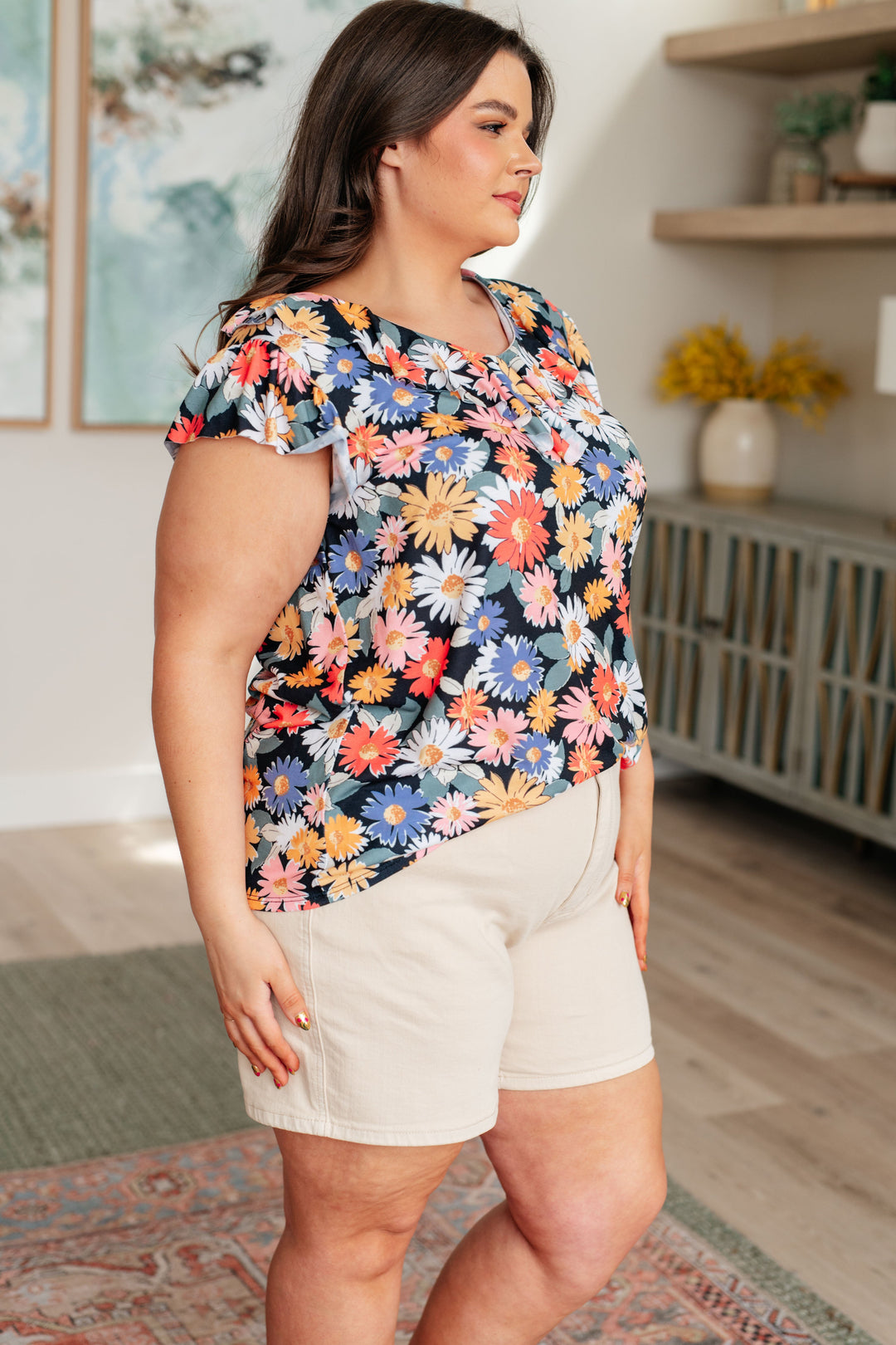 Flower Power Floral Top-100 Short Sleeve Tops-Inspired by Justeen-Women's Clothing Boutique in Chicago, Illinois