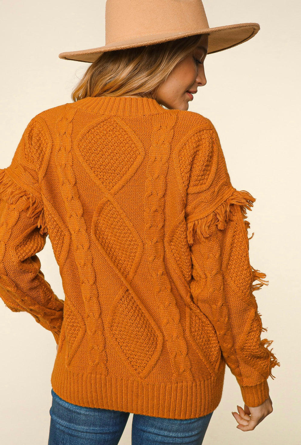 Dani Oversized Fringe Tassel Sweatshirt, Rust-Sweaters/Sweatshirts-Inspired by Justeen-Women's Clothing Boutique in Chicago, Illinois