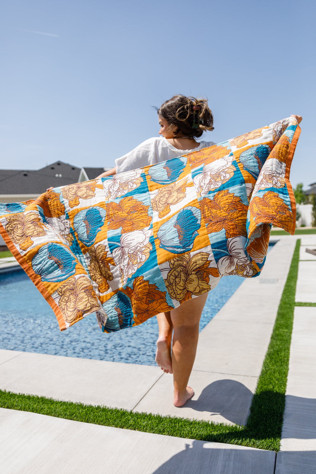 Luxury Beach Towel in Block Floral-220 Beauty/Gift-Inspired by Justeen-Women's Clothing Boutique