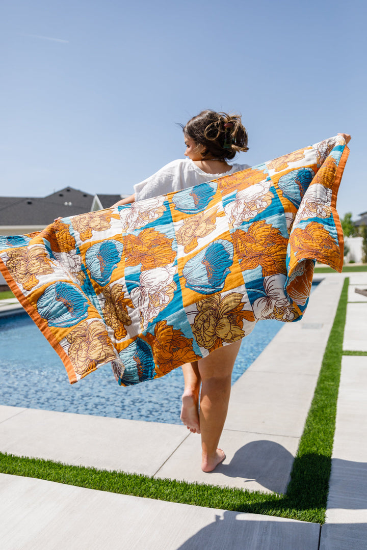 Luxury Beach Towel in Block Floral-220 Beauty/Gift-Inspired by Justeen-Women's Clothing Boutique