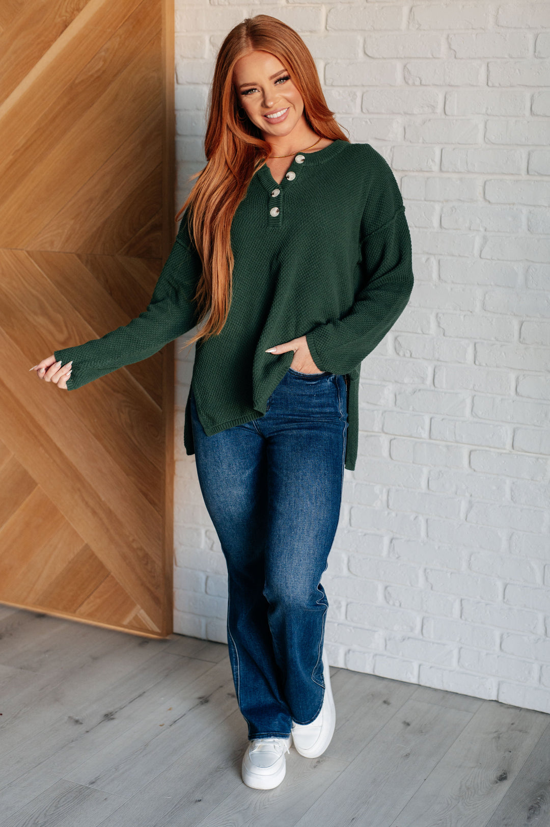 Good Afternoon Henley Sweater-Sweaters/Sweatshirts-Inspired by Justeen-Women's Clothing Boutique